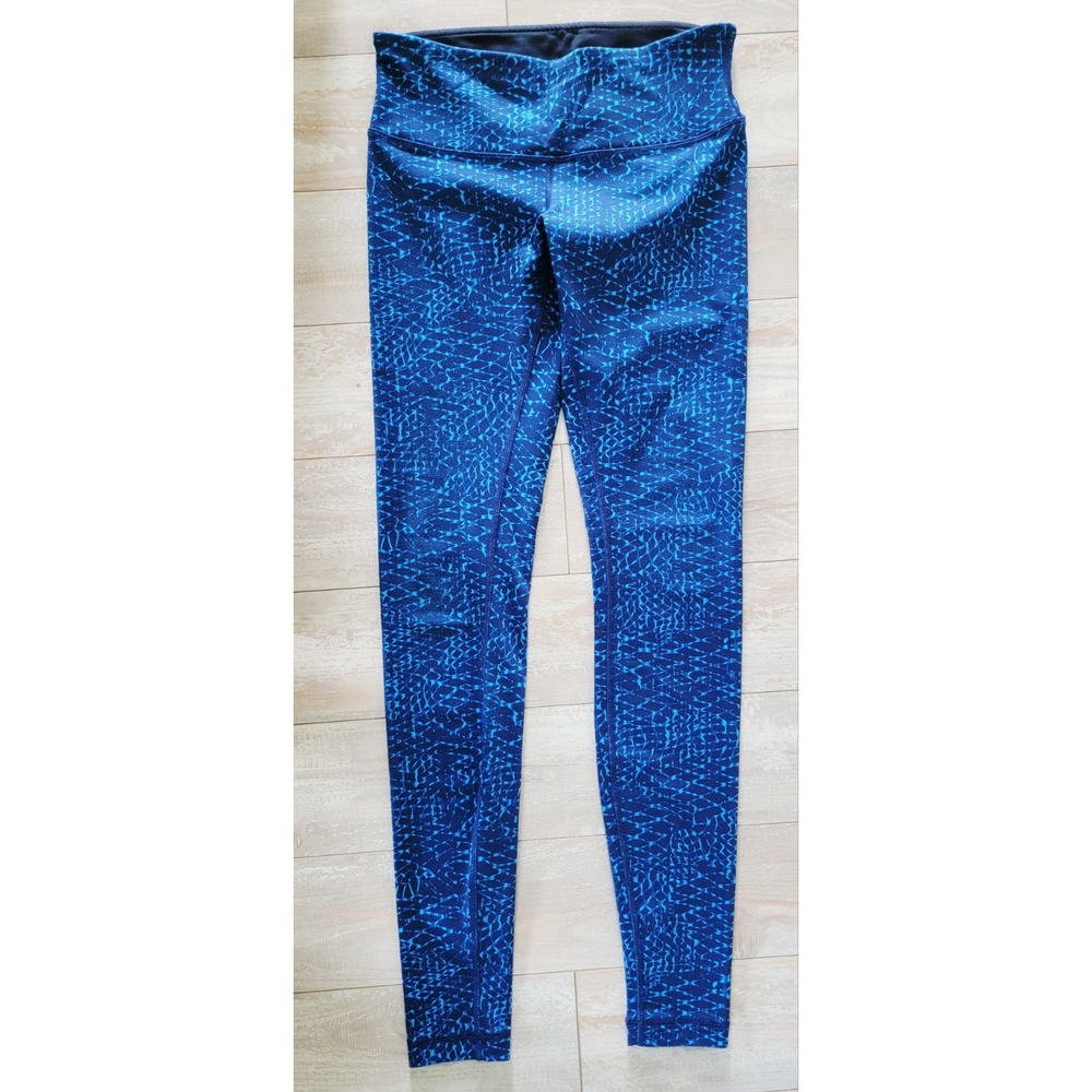 Lululemon 6 Blue Samba Snake Kayak Print PullOn Wunder Under Pants III Women New